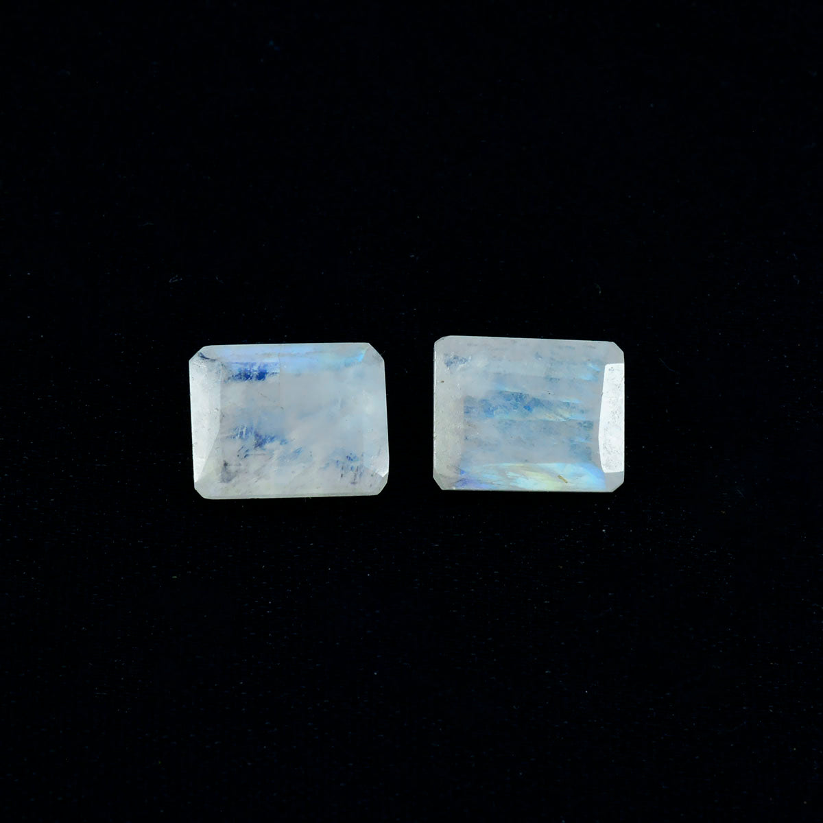 Rainbow Moonstone 1PC Medium 8x10 MM Emerald Faceted White Splendid Semi Precious Gems
