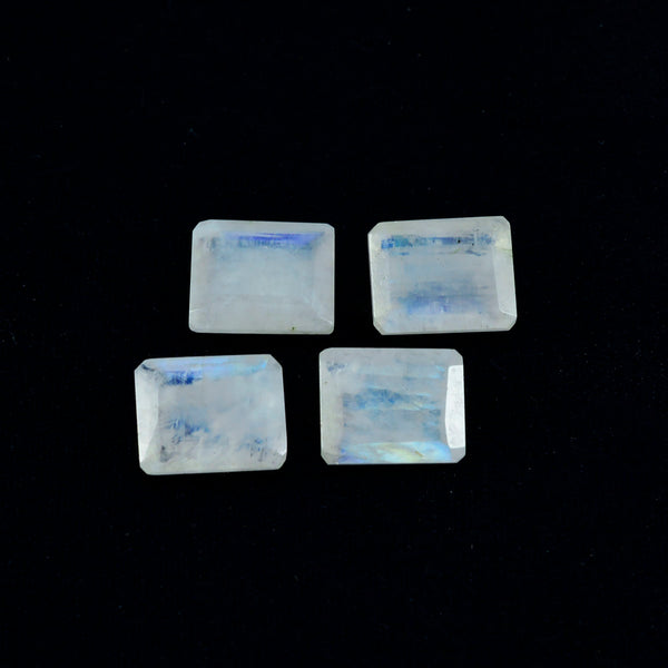 Rainbow Moonstone 1PC Large 9x11 MM Emerald Faceted White Luster Semi Precious Loose Gems