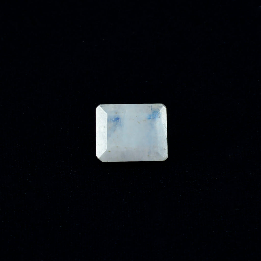 Rainbow Moonstone 1PC Large 9x11 MM Emerald Faceted White Luster Semi Precious Loose Gems