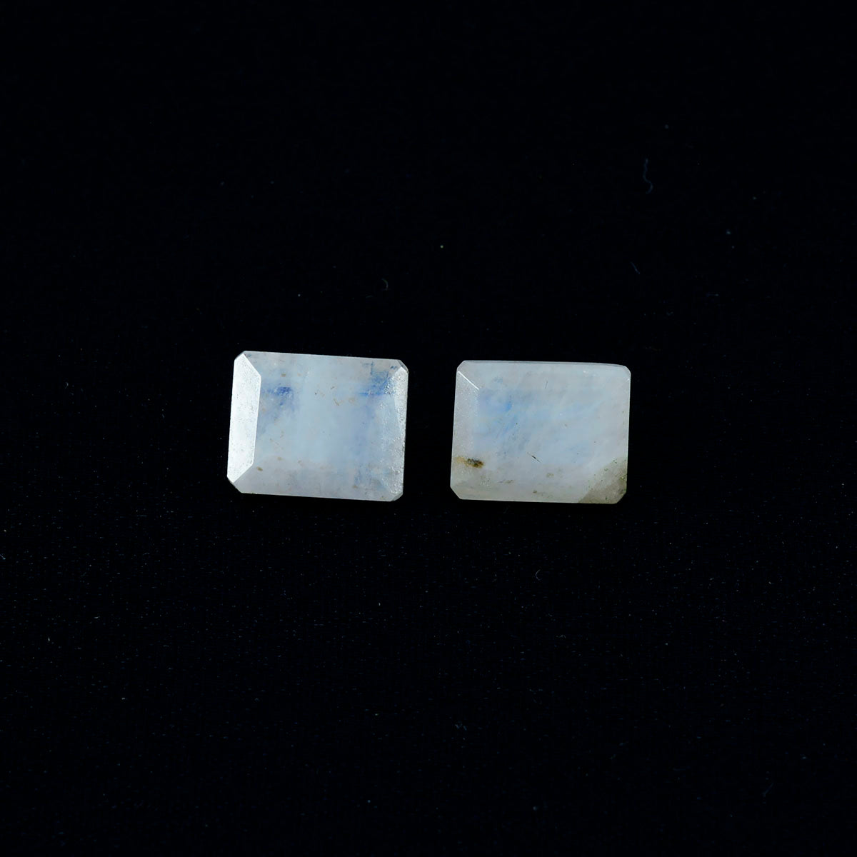 Rainbow Moonstone 1PC Large 9x11 MM Emerald Faceted White Luster Semi Precious Loose Gems