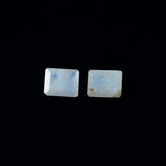 Rainbow Moonstone 1PC Large 9x11 MM Emerald Faceted White Luster Semi Precious Loose Gems