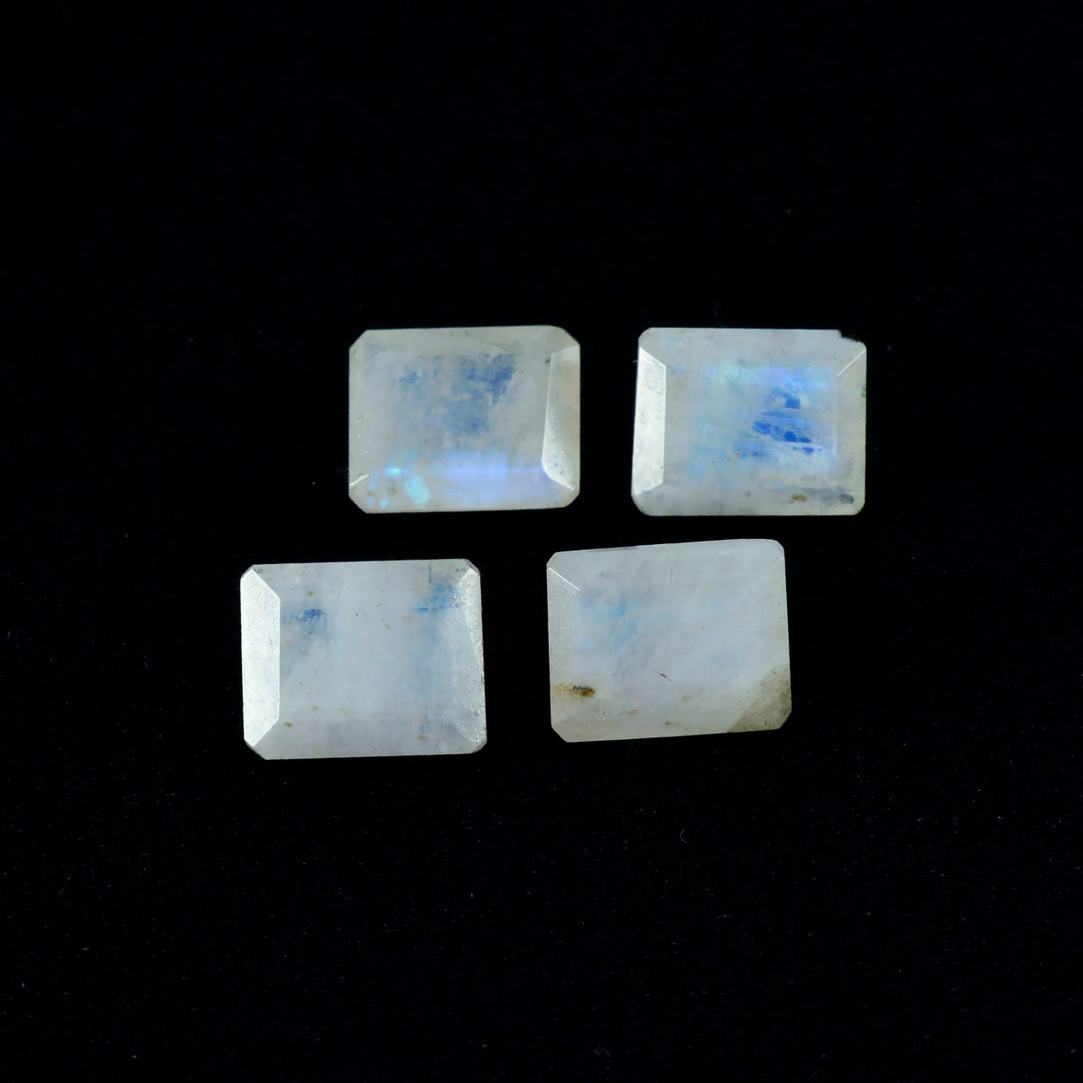 Rainbow Moonstone 1PC Large 8x12 MM Emerald Faceted White Lustrous Semi Precious Loose Gemstone