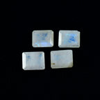 Rainbow Moonstone 1PC Large 8x12 MM Emerald Faceted White Lustrous Semi Precious Loose Gemstone