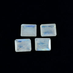 Rainbow Moonstone 1PC Large 9x11 MM Emerald Faceted White Luster Semi Precious Loose Gems