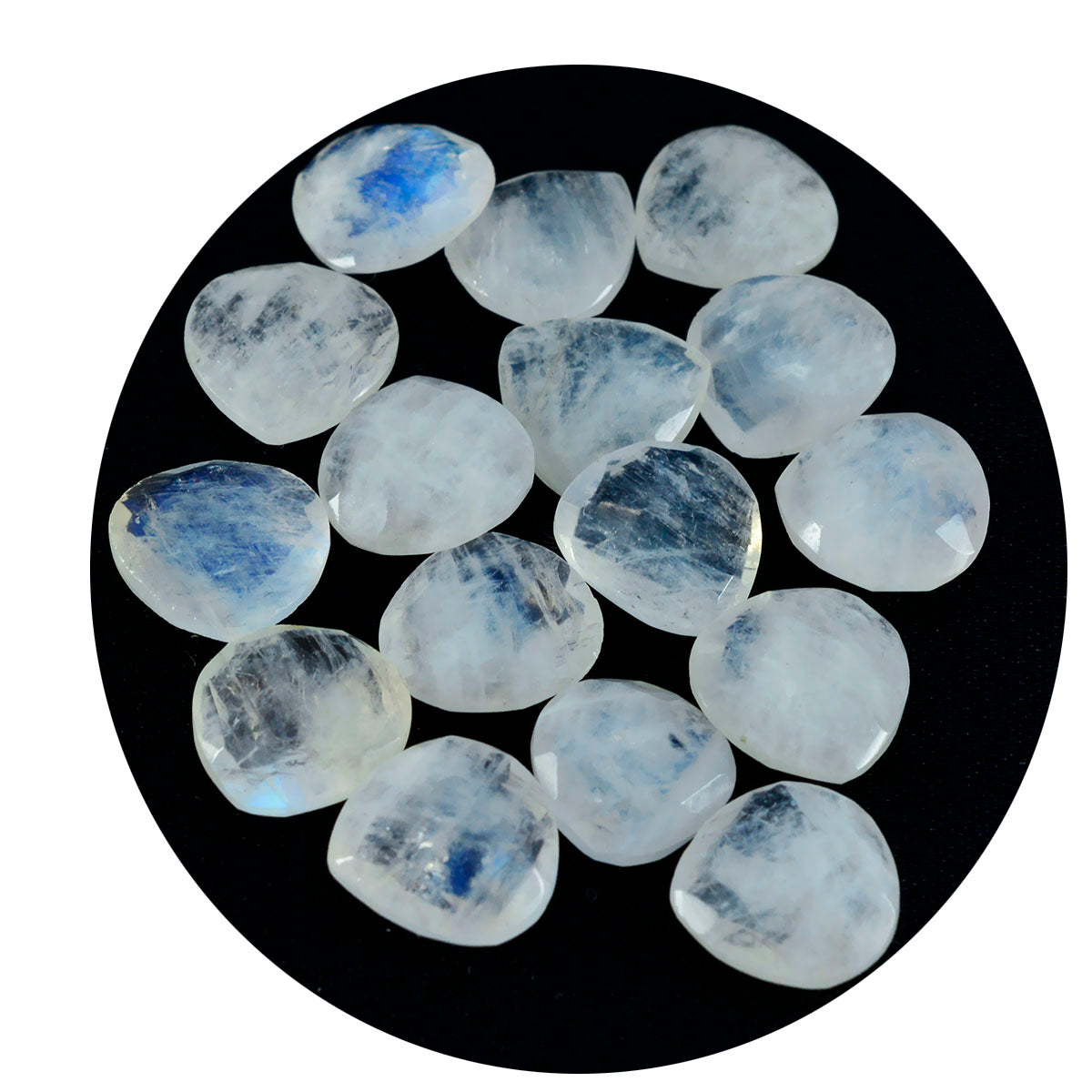 Rainbow Moonstone 1PC Chunky 13x13 MM Heart Faceted White Natural Semi Precious Gems Sekundär produktbild