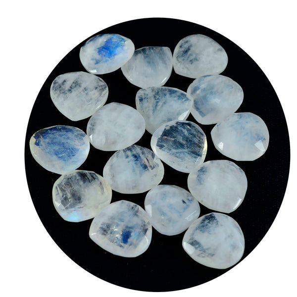 Rainbow Moonstone 1PC Chunky 13x13 MM Heart Faceted White Natural Semi Precious Gems