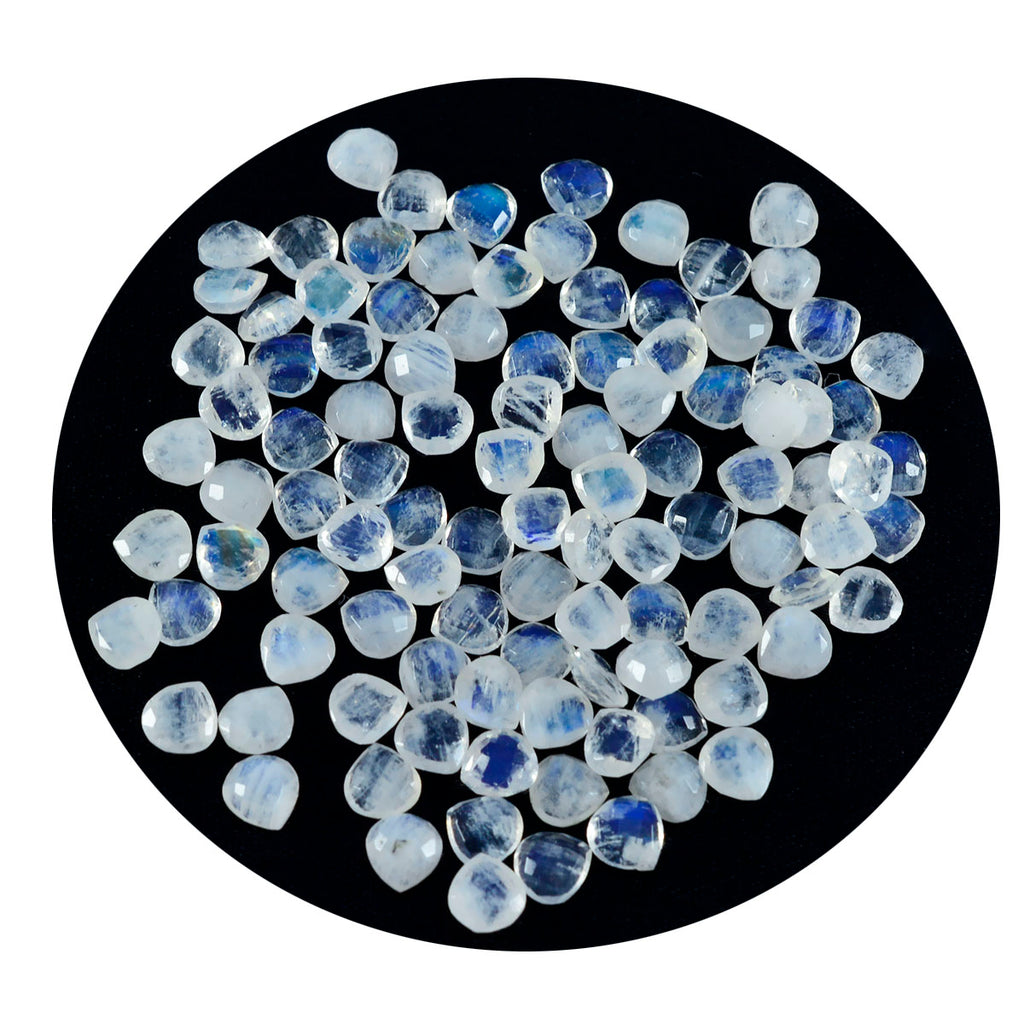 Rainbow Moonstone 10PC Tiny 4x4 MM Heart Faceted White Brilliant Semi Precious Loose Gemstones