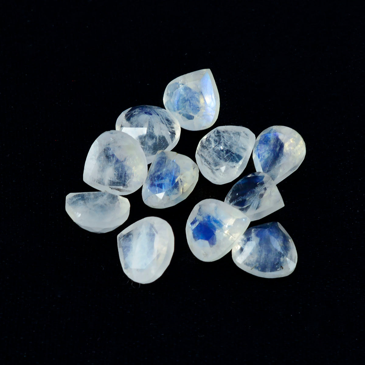 Rainbow Moonstone 1PC Small 8x8 MM Heart Faceted White Luster Semi Precious Loose Gemstones