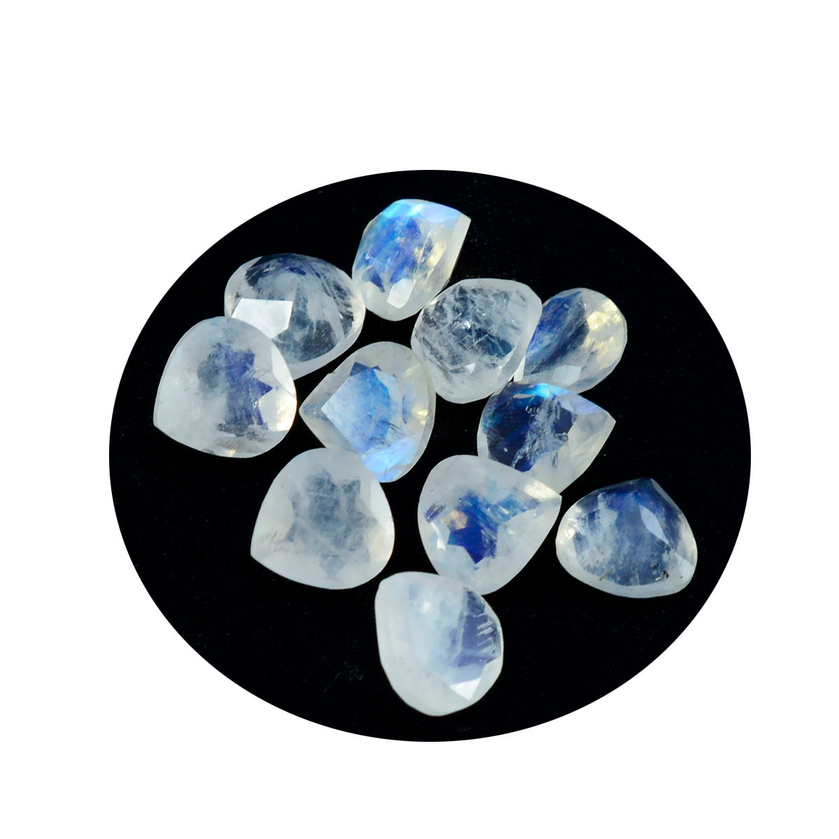 Rainbow Moonstone 1PC Medium 9x9 MM Heart Faceted White Lustrous Semi Precious Gems