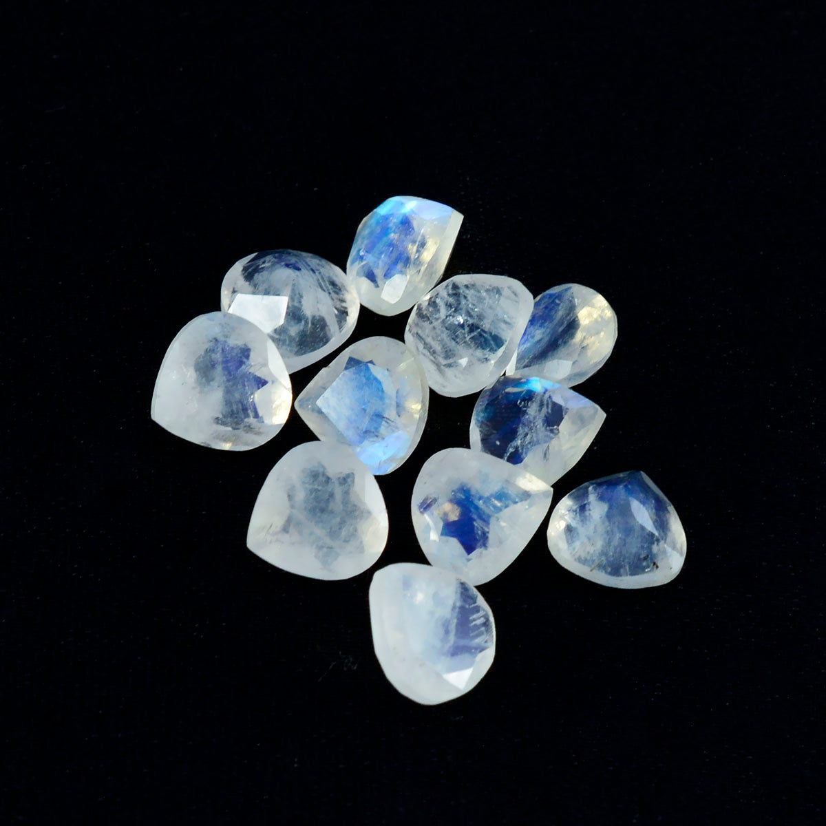 Rainbow Moonstone 1PC Medium 9x9 MM Heart Faceted White Lustrous Semi Precious Gems