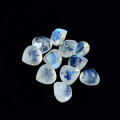 Rainbow Moonstone 1PC Medium 9x9 MM Heart Faceted White Lustrous Semi Precious Gems