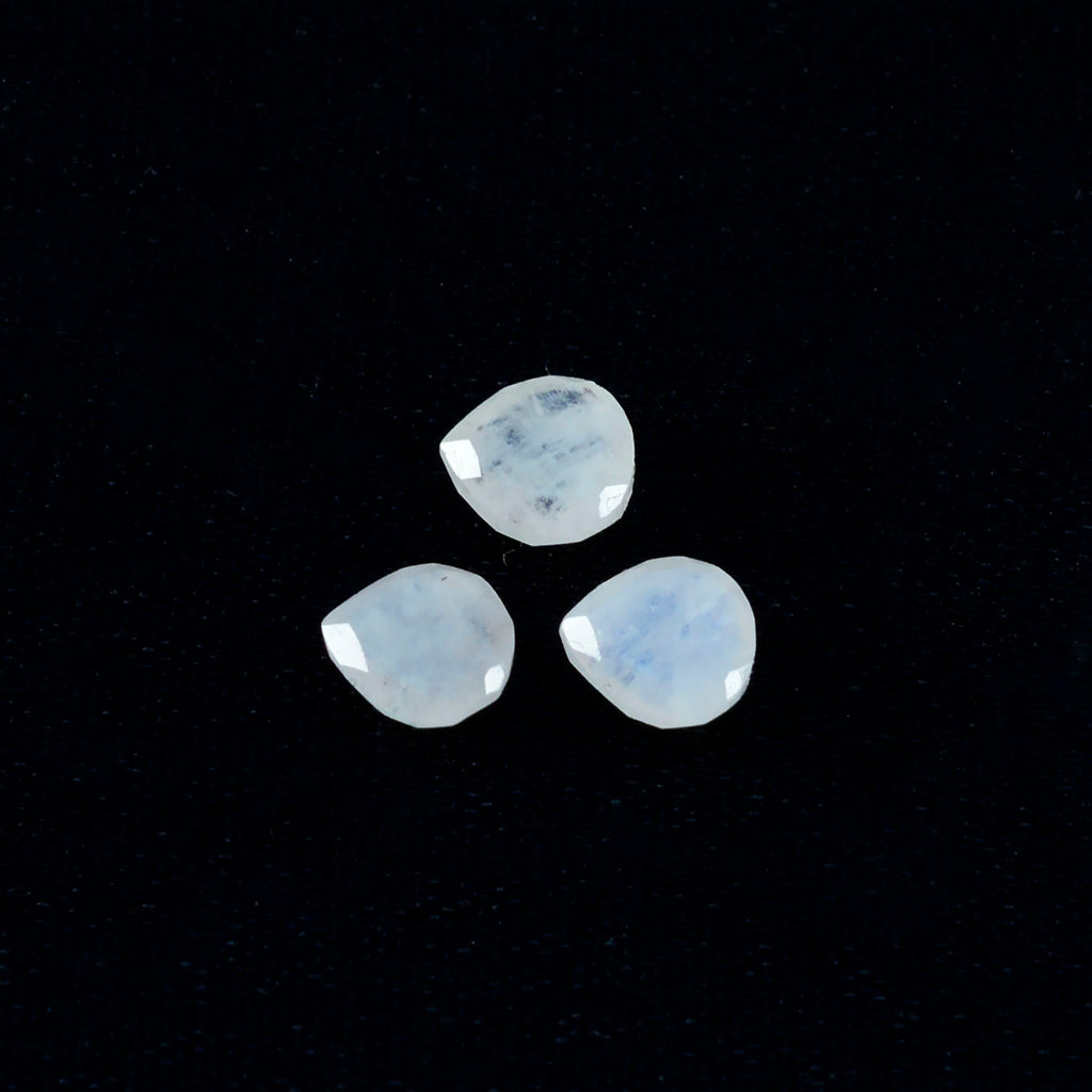 Rainbow Moonstone 10PC Tiny 5x5 MM Heart Faceted White Sparkling Semi Precious Gems