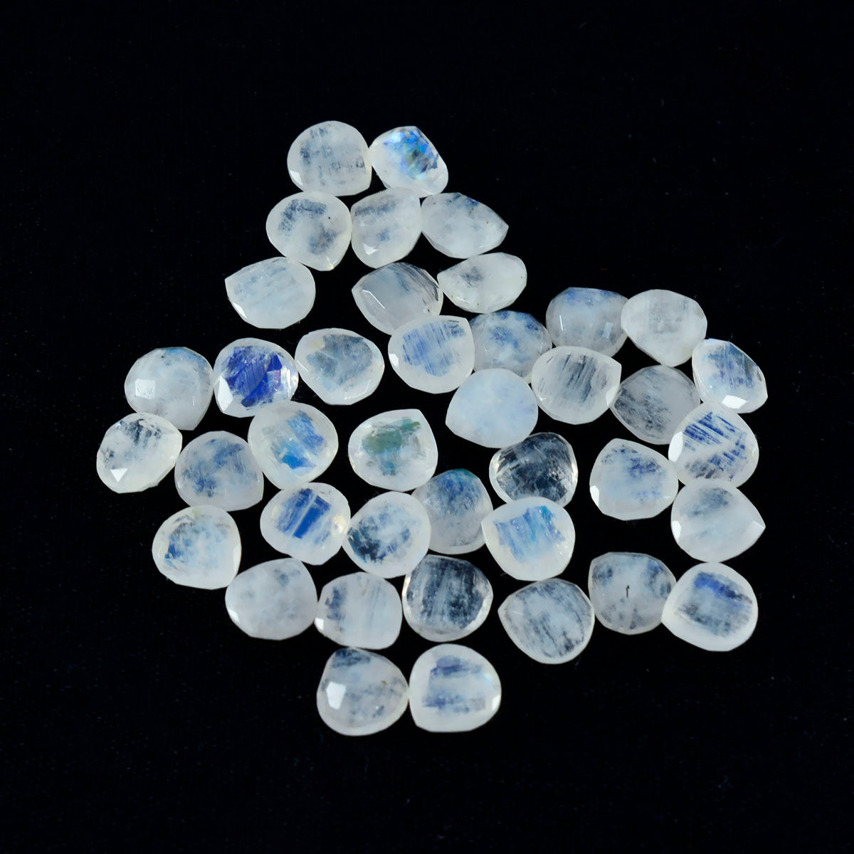 Rainbow Moonstone 1PC Small 8x8 MM Heart Faceted White Luster Semi Precious Loose Gemstones