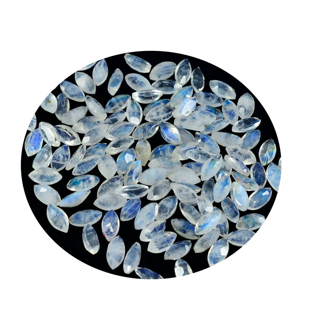 Rainbow Moonstone 10PC Tiny 2x4 MM Marquise Faceted White Pure Semi Precious Loose Gems