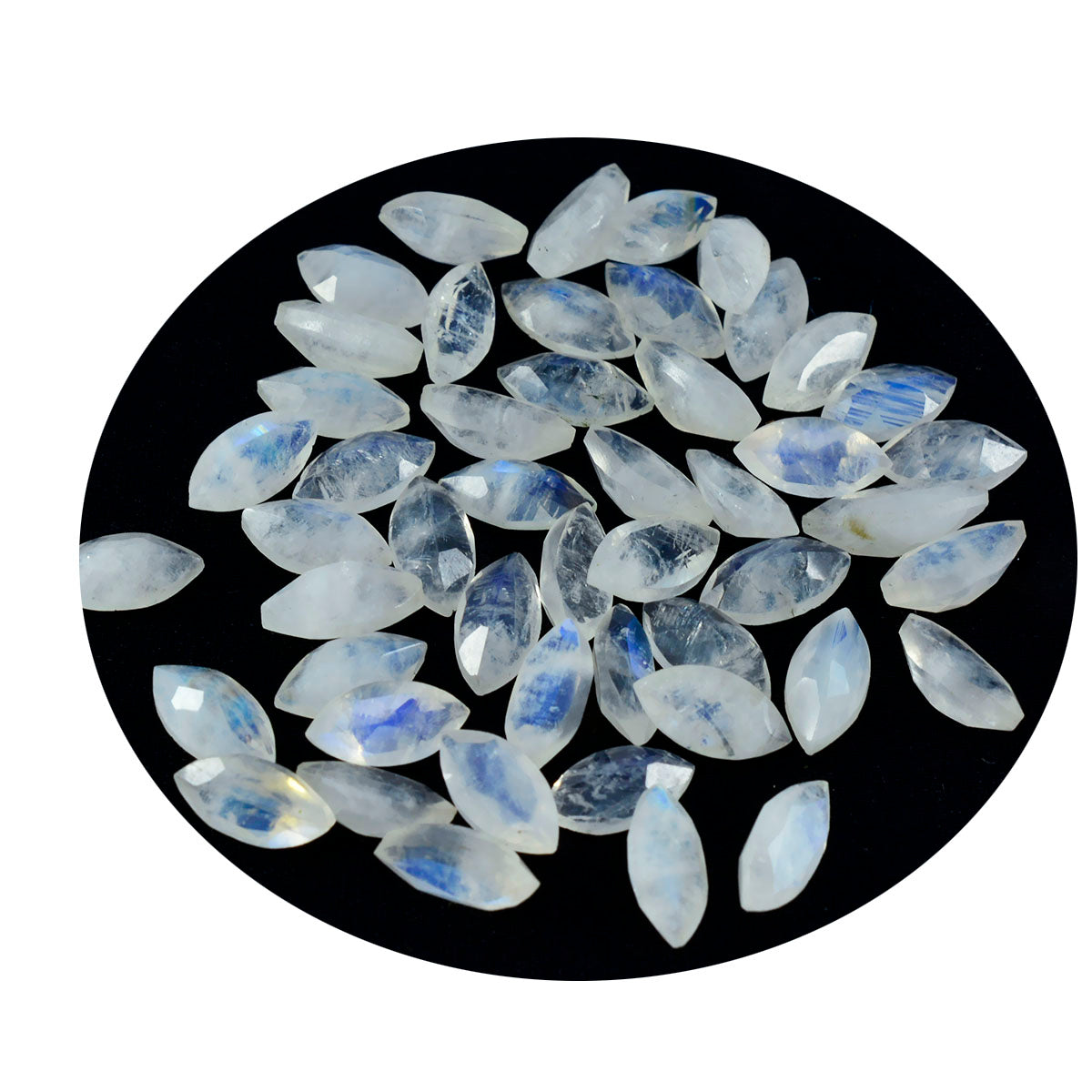 Rainbow Moonstone 1PC Small 5x10 MM Marquise Faceted White Polished Semi Precious Loose Gems
