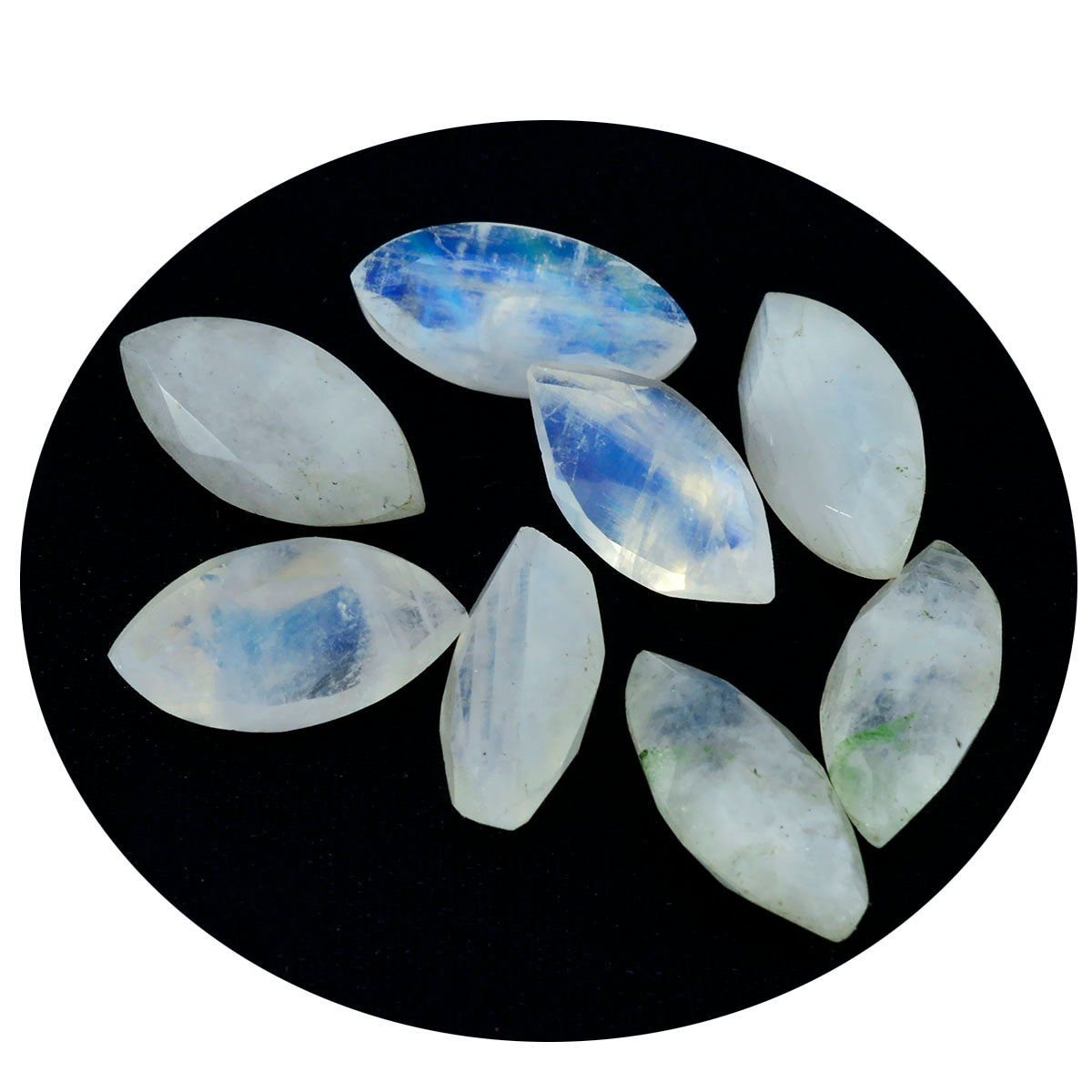 Rainbow Moonstone 1PC Medium 7x14 MM Marquise Faceted White Luster Semi Precious Loose Gemstones Secundaire afbeelding
