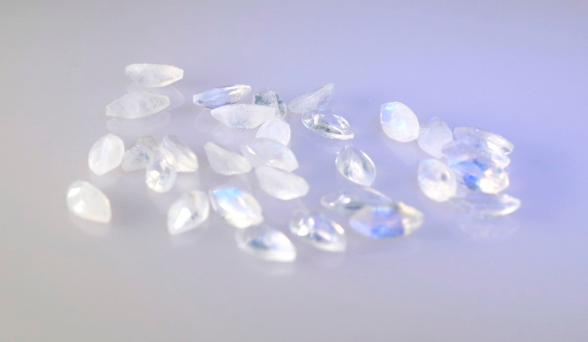Rainbow Moonstone 10PC Tiny 2.5x5 MM Marquise Faceted White Fiery Semi Precious Loose Gemstone