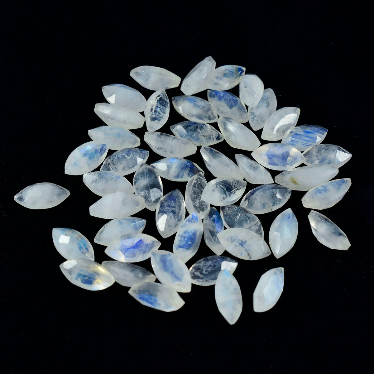 Rainbow Moonstone 1PC Small 5x10 MM Marquise Faceted White Polished Semi Precious Loose Gems メイン画像