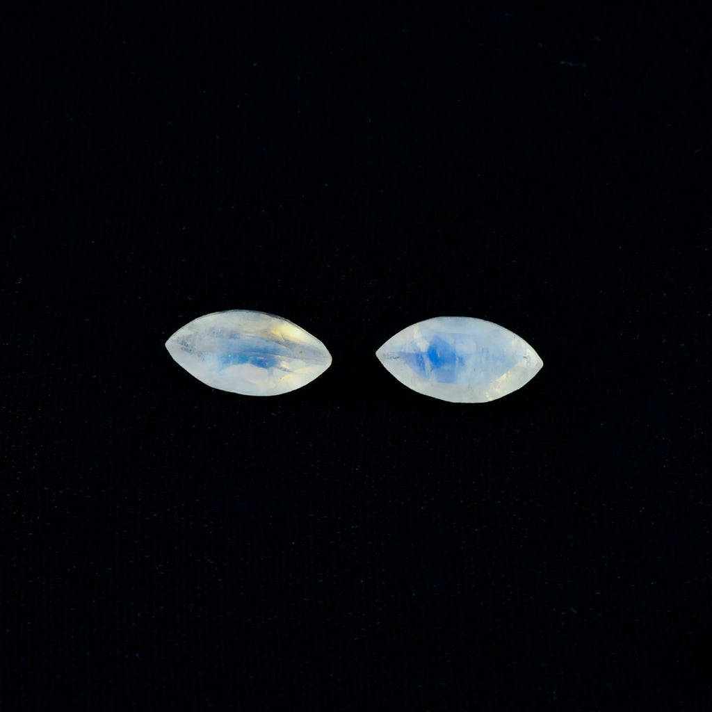Rainbow Moonstone 1PC Small 5x10 MM Marquise Faceted White Polished Semi Precious Loose Gems