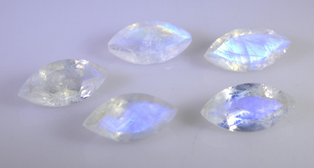Rainbow Moonstone 1PC Large 8x16 MM Marquise Faceted White Lustrous Semi Precious Gems