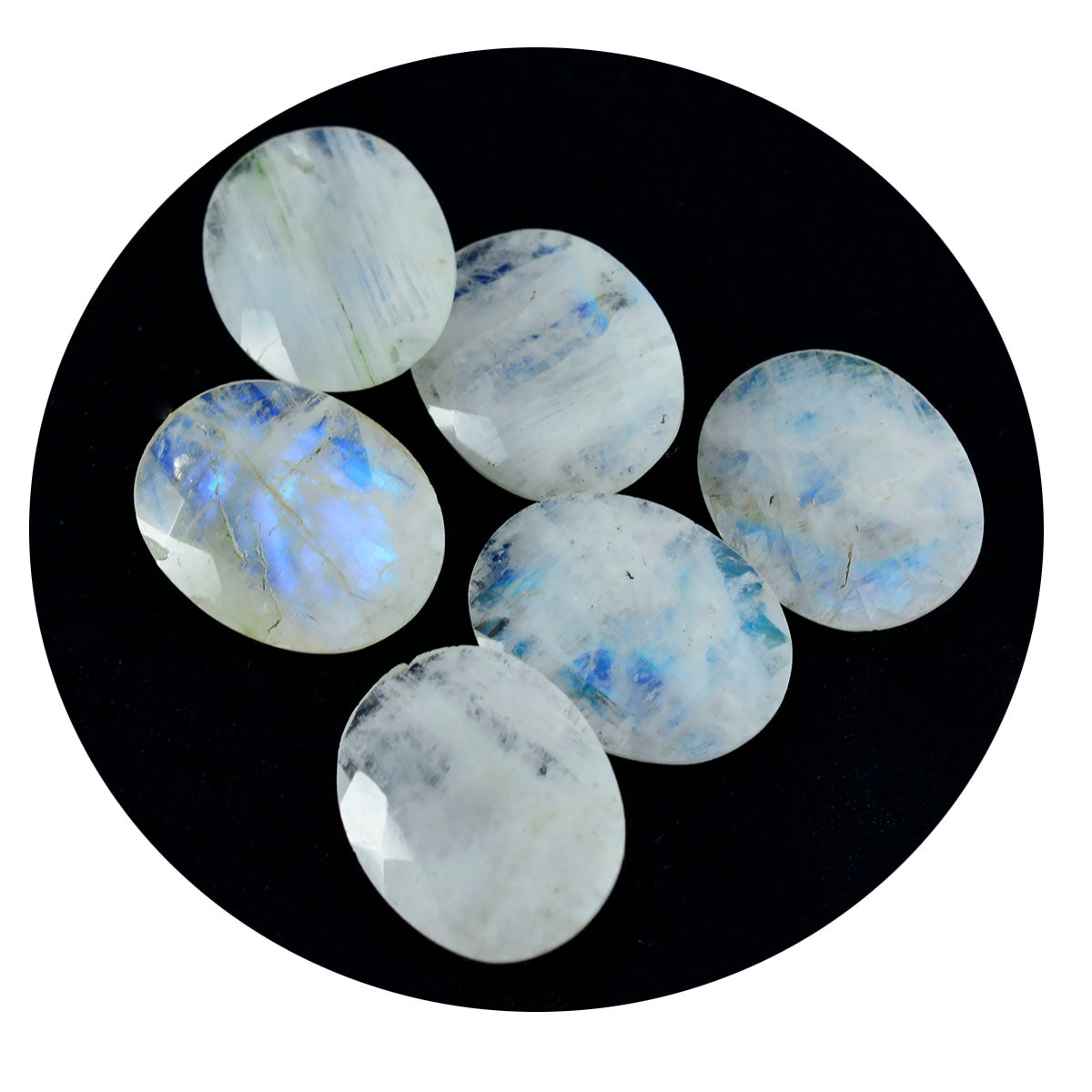 Rainbow Moonstone 1PC Chunky 12x16 MM Oval Faceted White Genuine Semi Precious Loose Gems Sekundär produktbild