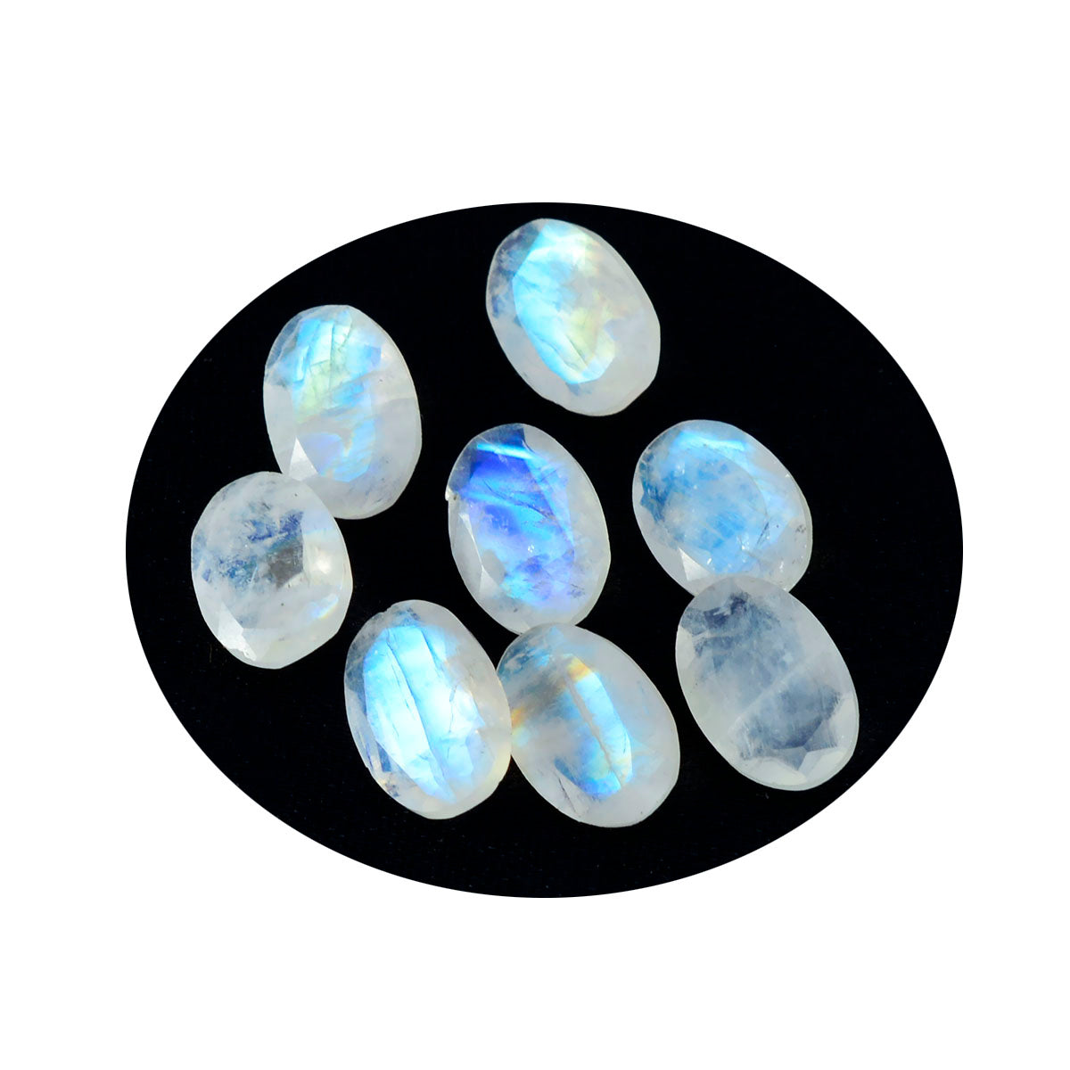Rainbow Moonstone 1PC Tiny 4x6 MM Oval Faceted White Fiery Semi Precious Loose Gemstone Sekundär produktbild