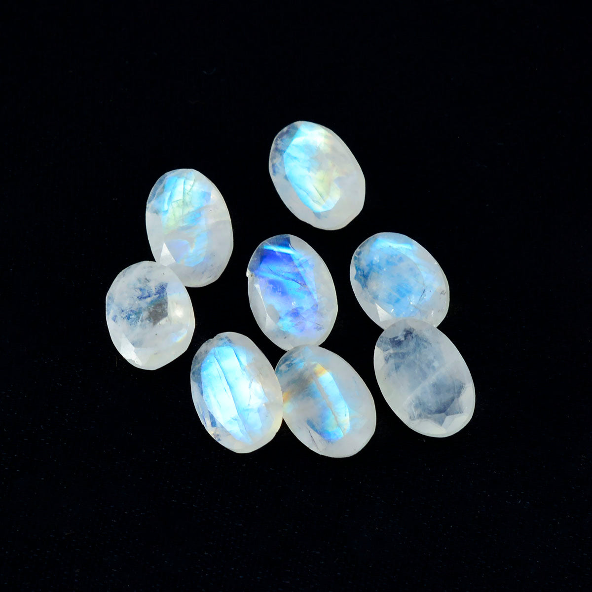 Rainbow Moonstone 1PC Tiny 4x6 MM Oval Faceted White Fiery Semi Precious Loose Gemstone