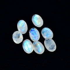Rainbow Moonstone 1PC Tiny 4x6 MM Oval Faceted White Fiery Semi Precious Loose Gemstone