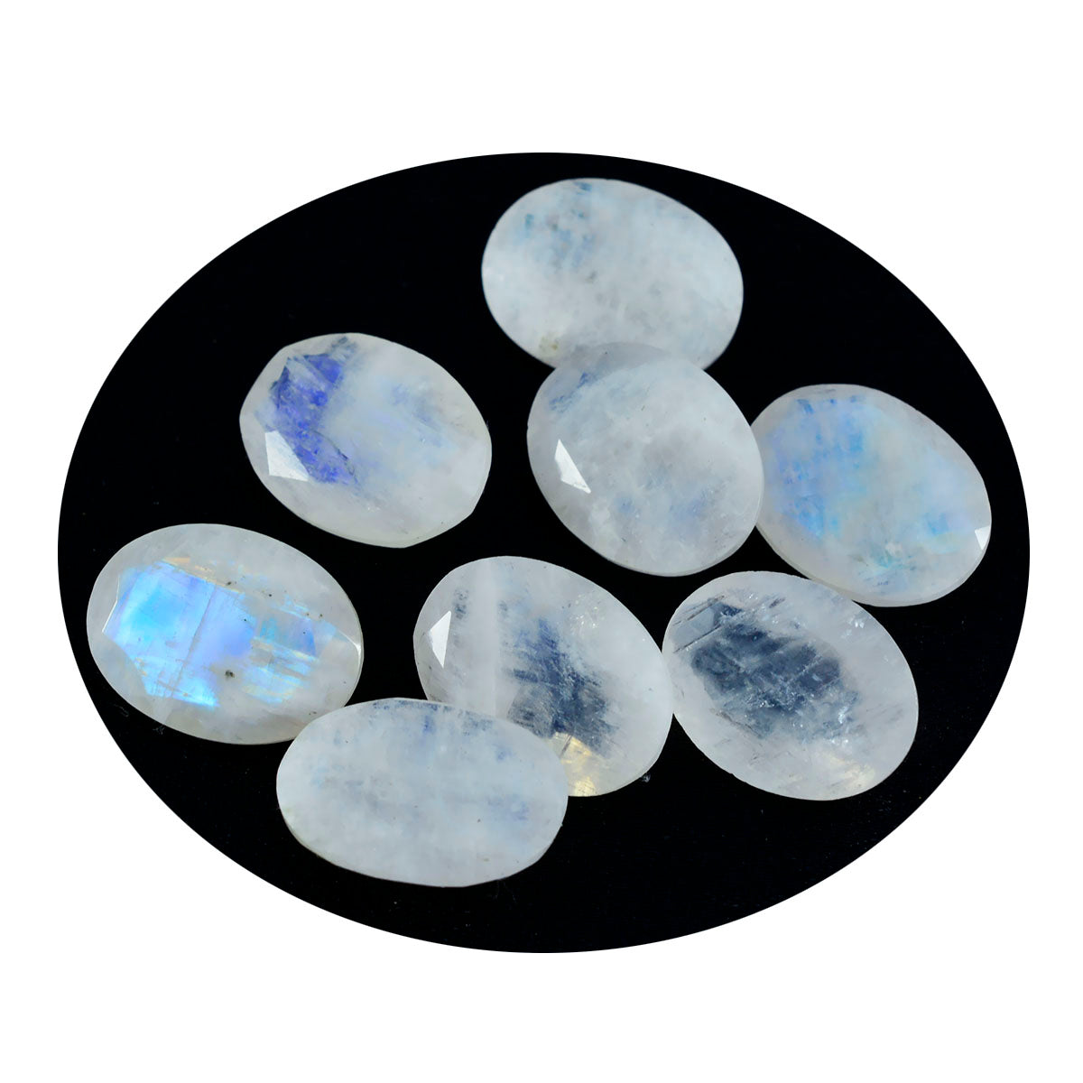 Rainbow Moonstone 1PC Small 6x8 MM Oval Faceted White Sparkling Semi Precious Gems