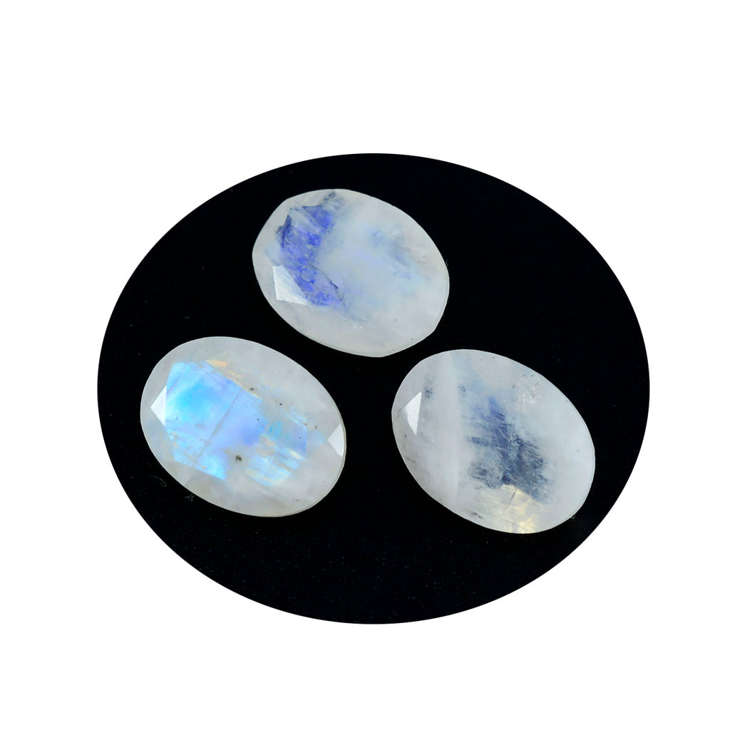 Rainbow Moonstone 1PC Large 9x11 MM Oval Faceted White Shine Semi Precious Loose Gems