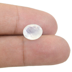 Regenbogen-Mondstein, 1 Stück, groß, 10 x 12 mm, oval, facettiert, weiß, hochwertige, lose Halbedelsteine