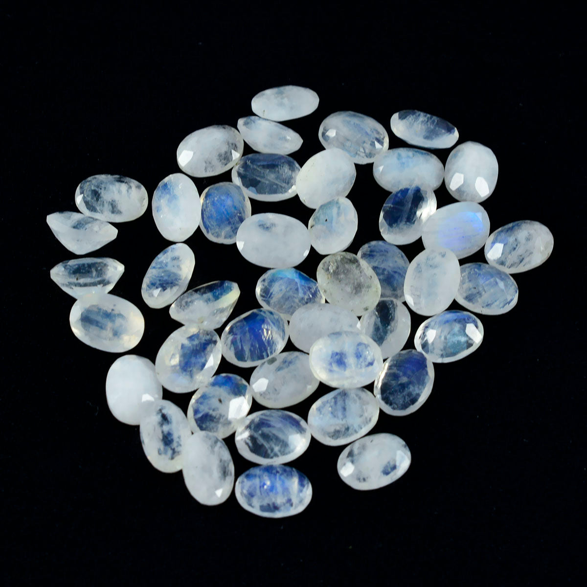 Rainbow Moonstone 10PC Tiny 3x5 MM Oval Faceted White Pure Semi Precious Loose Gems