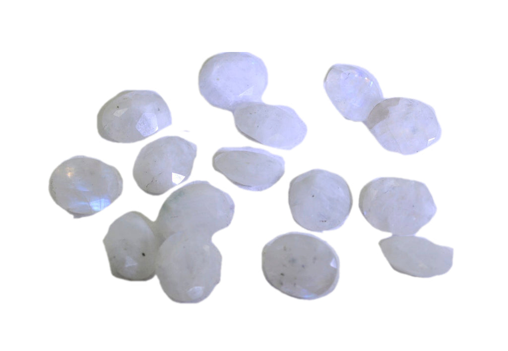 Rainbow Moonstone 1PC Small 6x8 MM Oval Faceted White Sparkling Semi Precious Gems