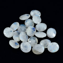 Rainbow Moonstone 1PC Medium 8x10 MM Oval Faceted White Lustrous Semi Precious Gems