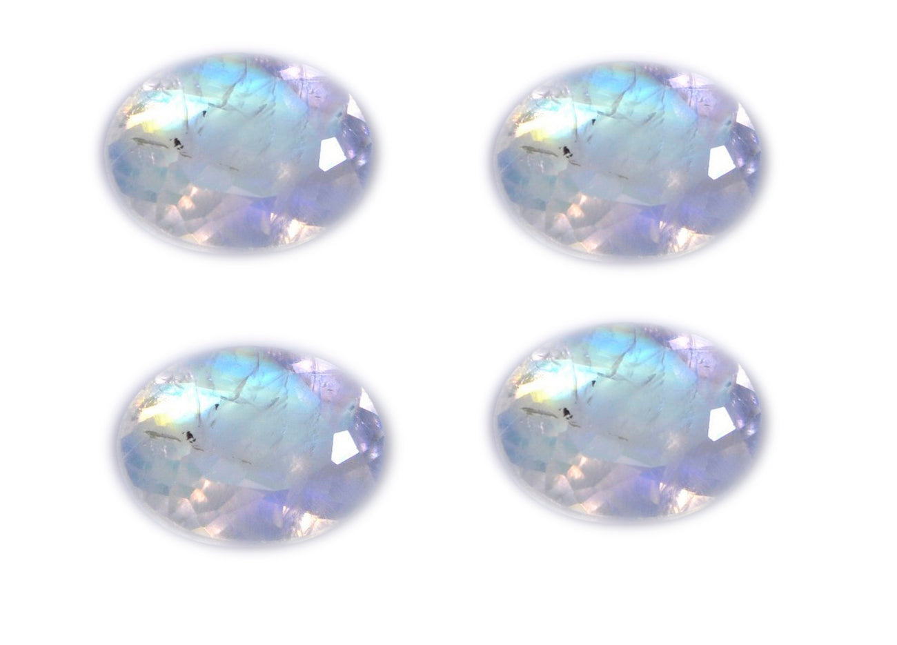 Rainbow Moonstone 1PC Medium 8x10 MM Oval Faceted White Lustrous Semi Precious Gems