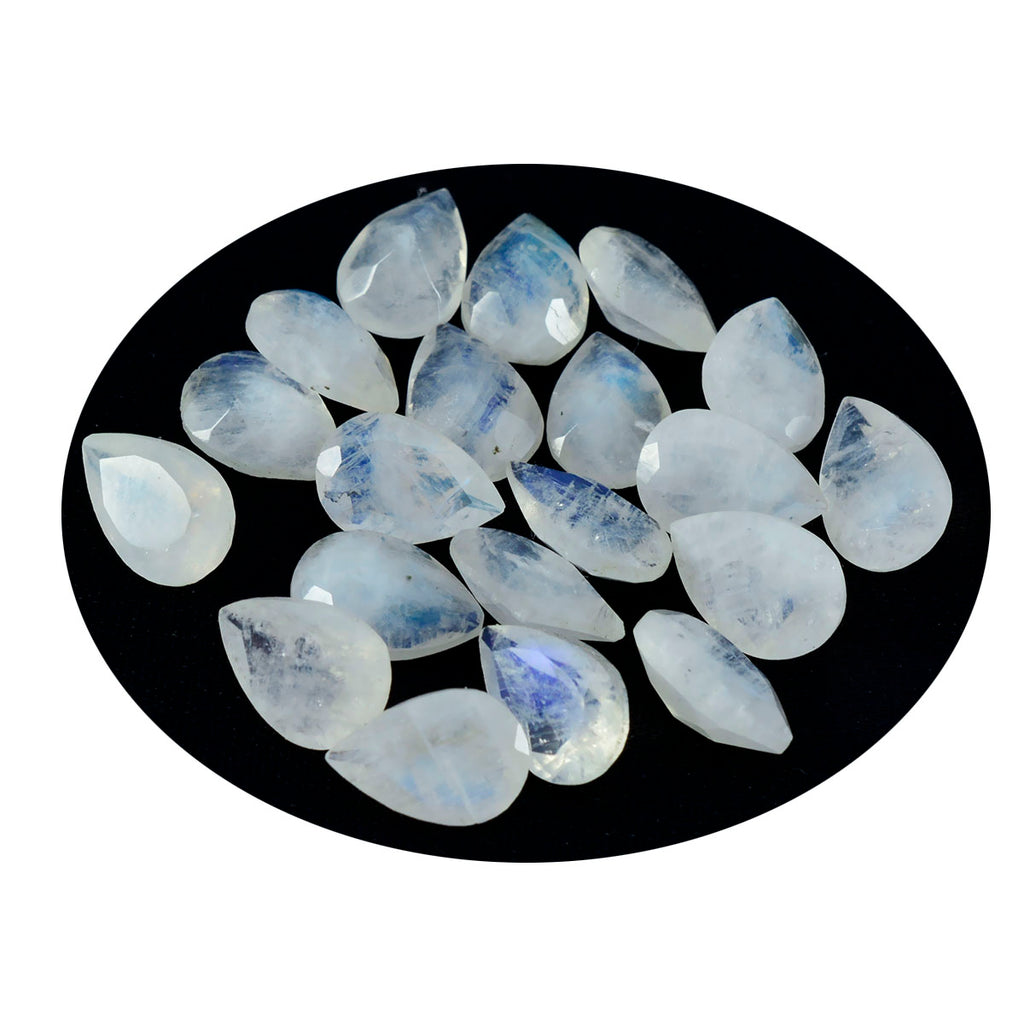 Rainbow Moonstone 1PC Small 6x9 MM Pear Faceted White Pure Semi Precious Loose Gemstones