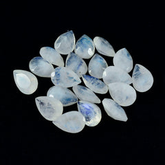 Rainbow Moonstone 1PC Small 6x9 MM Pear Faceted White Pure Semi Precious Loose Gemstones
