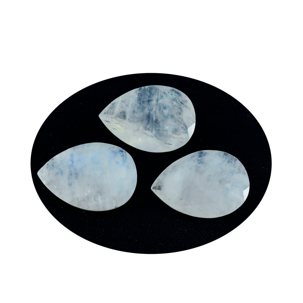 Rainbow Moonstone 1PC Large 8x12 MM Pear Faceted White Splendid Semi Precious Gems
