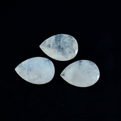 Rainbow Moonstone 1PC Large 8x12 MM Pear Faceted White Splendid Semi Precious Gems