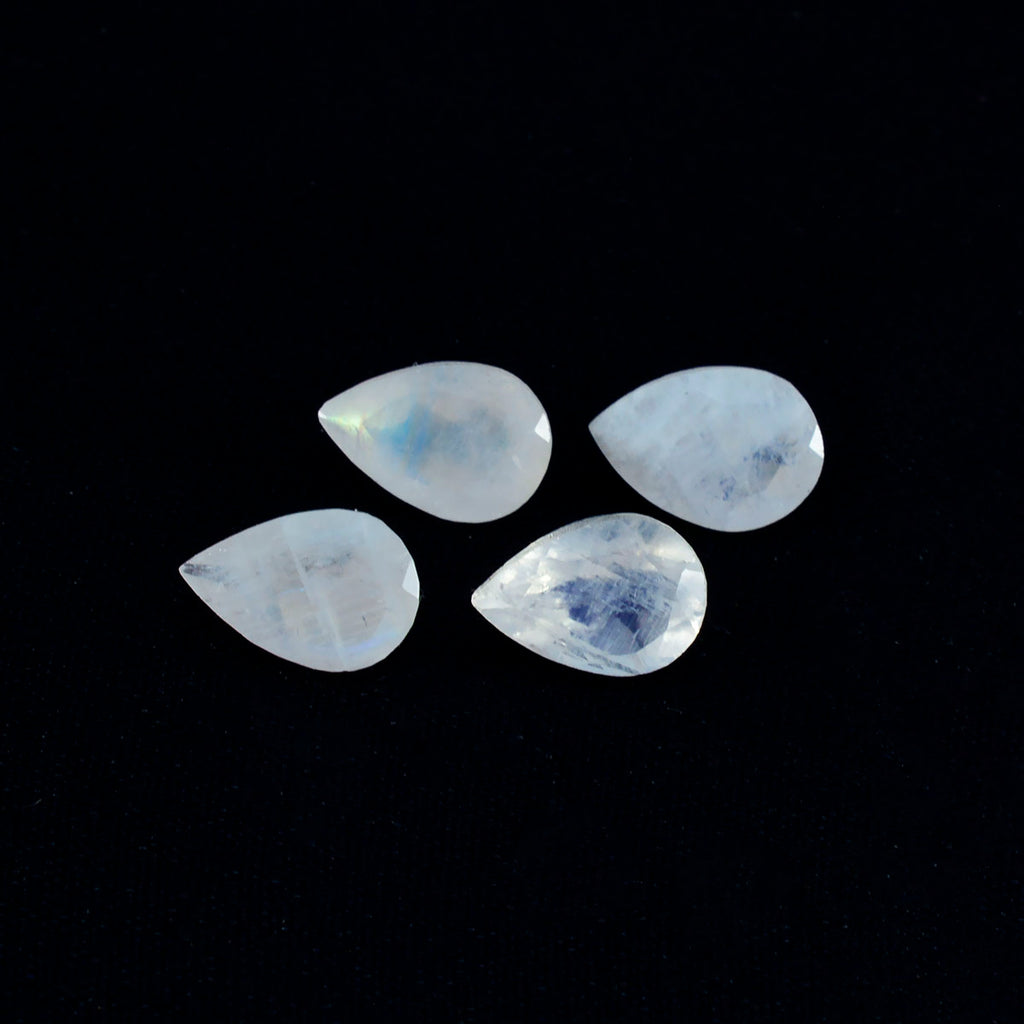 Rainbow Moonstone 1PC Large 10x14 MM Pear Faceted White Lustrous Semi Precious Loose Gemstone