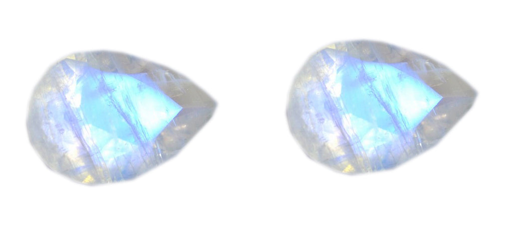 Rainbow Moonstone 1PC Large 8x12 MM Pear Faceted White Splendid Semi Precious Gems