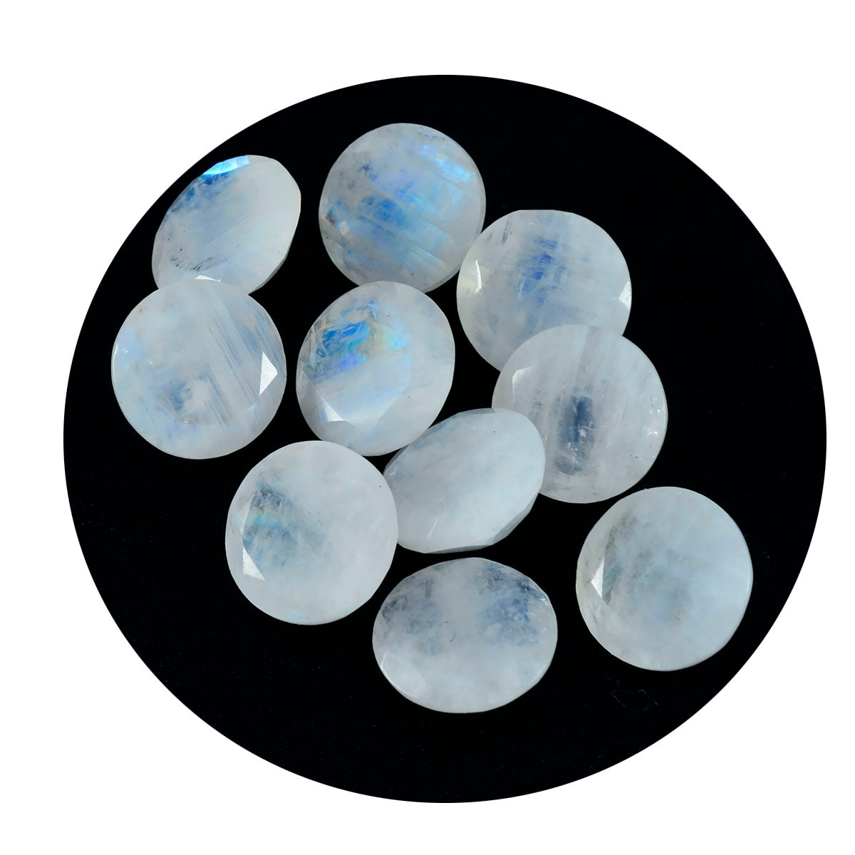 Rainbow Moonstone 1PC Large 10x10 MM Round Faceted White Shine Semi Precious Loose Gems Hoofdafbeelding
