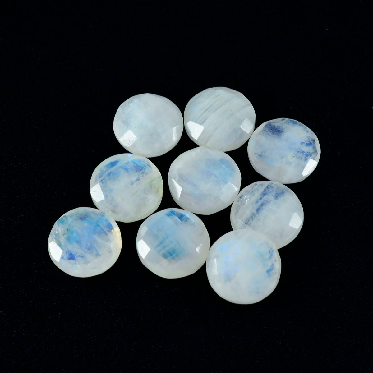 Rainbow Moonstone 1PC Chunky 13x13 MM Round Faceted White Natural Semi Precious Gems