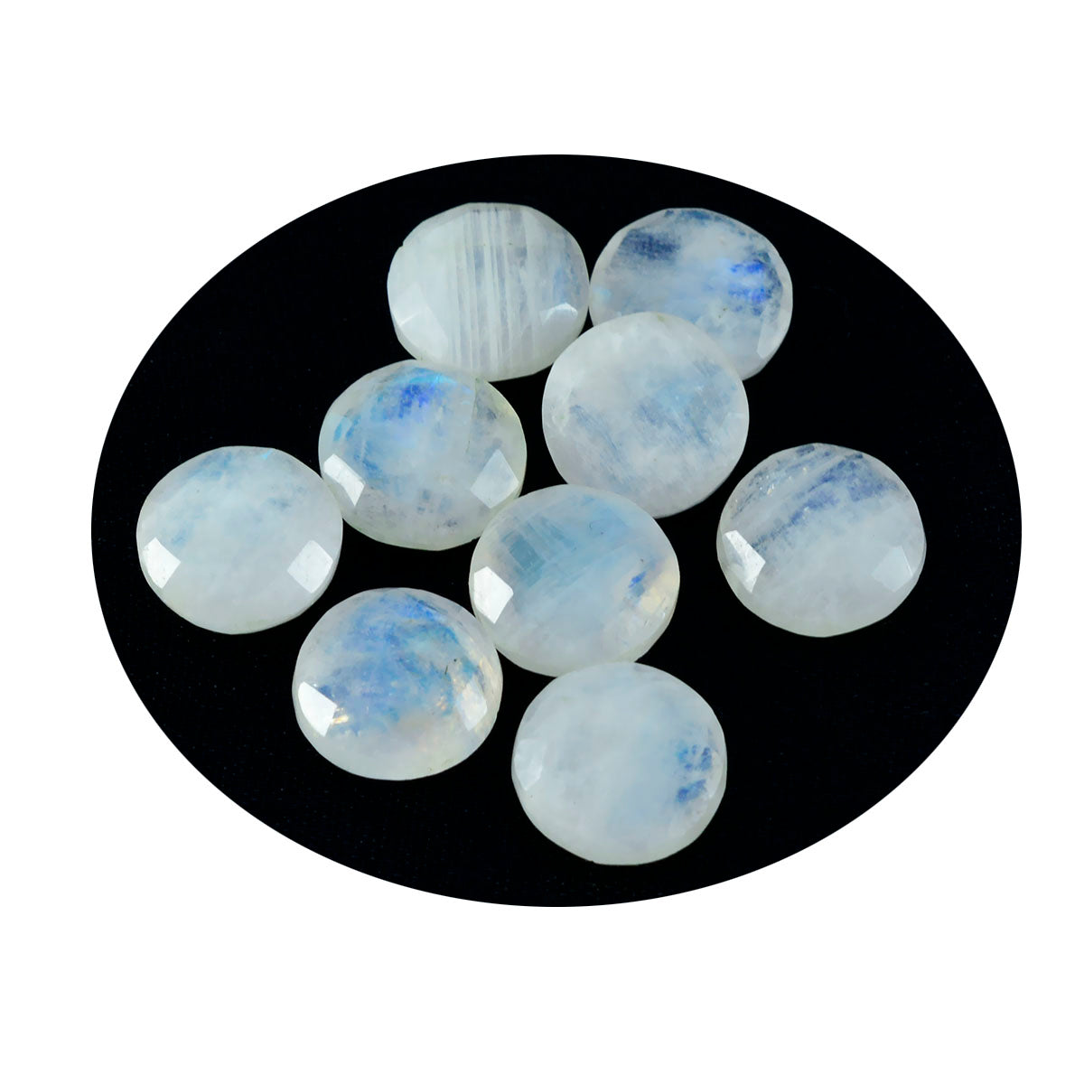 Rainbow Moonstone 1PC Chunky 14x14 MM Round Faceted White Genuine Semi Precious Loose Gems Sekundär produktbild