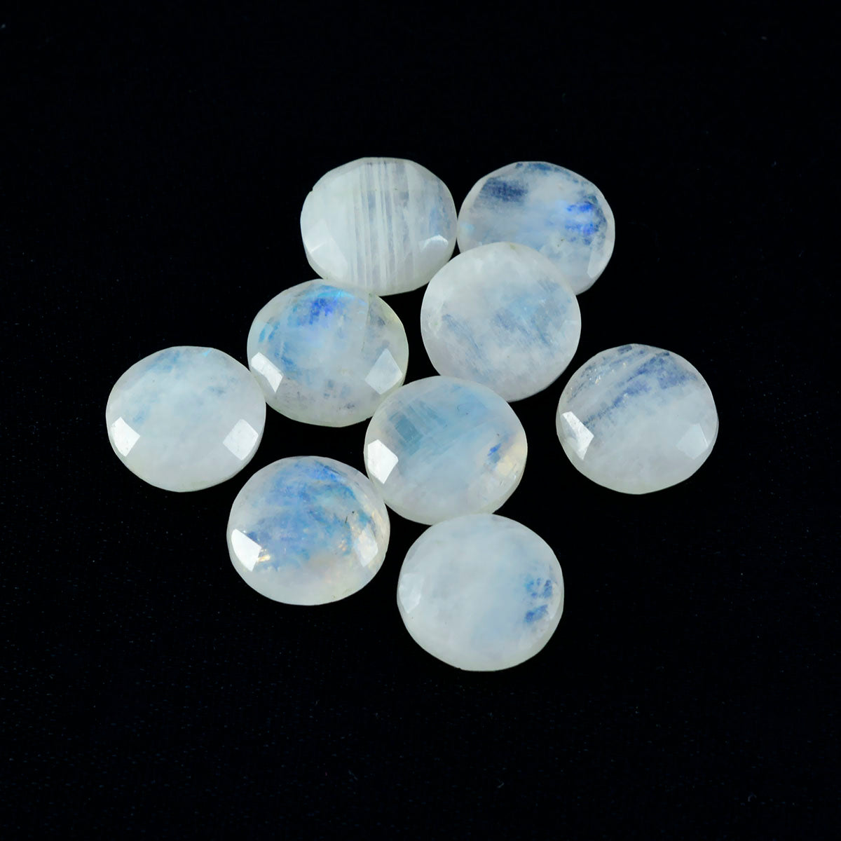 Rainbow Moonstone 1PC Chunky 14x14 MM Round Faceted White Genuine Semi Precious Loose Gems