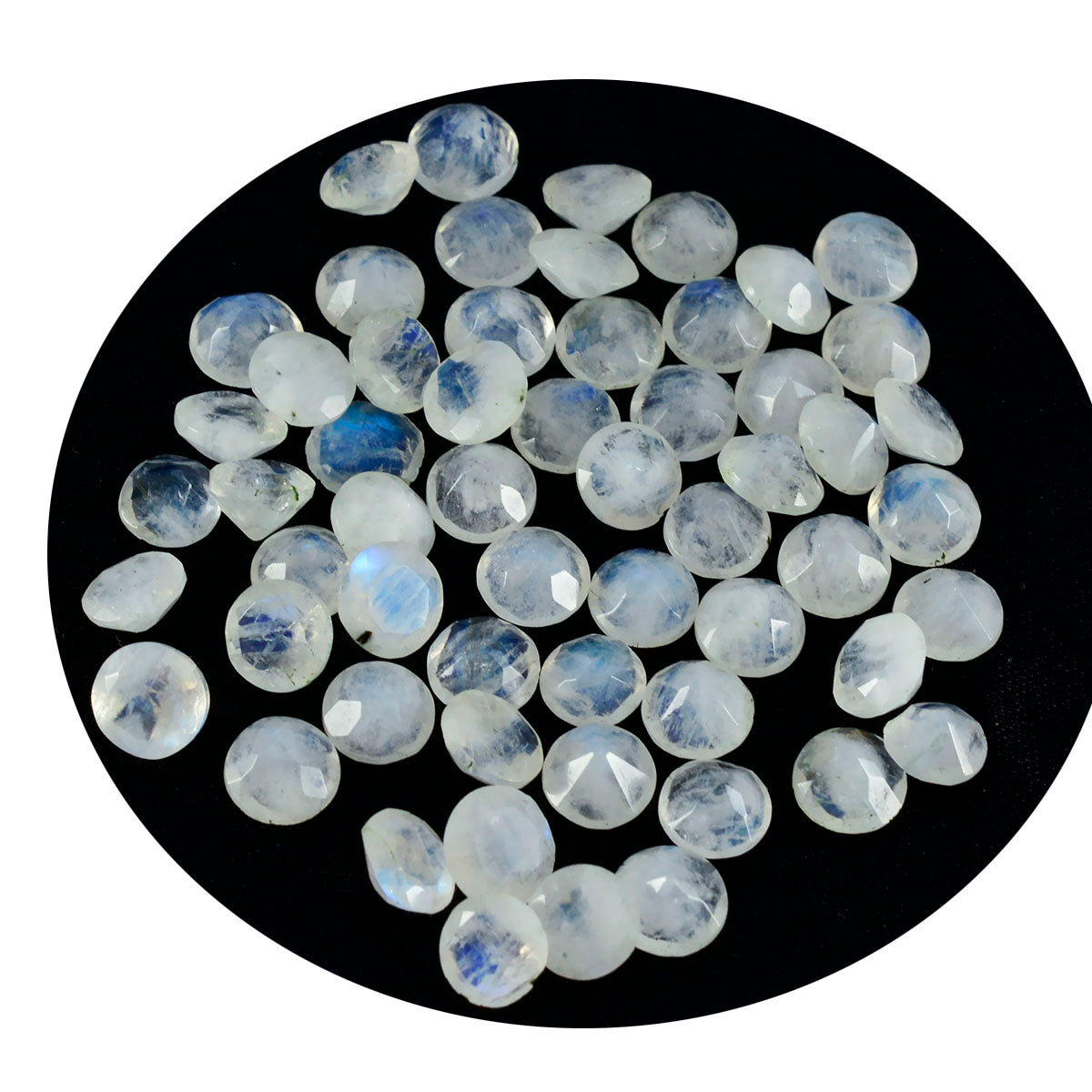 Rainbow Moonstone 10PC Tiny 3x3 MM Round Faceted White Fiery Semi Precious Loose Gemstone Hoofdafbeelding