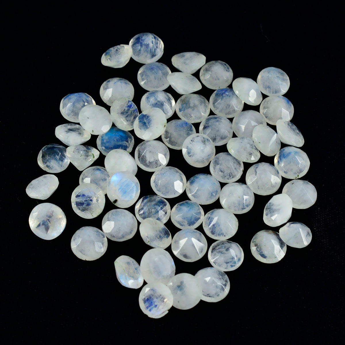 Rainbow Moonstone 10PC Tiny 3x3 MM Round Faceted White Fiery Semi Precious Loose Gemstone