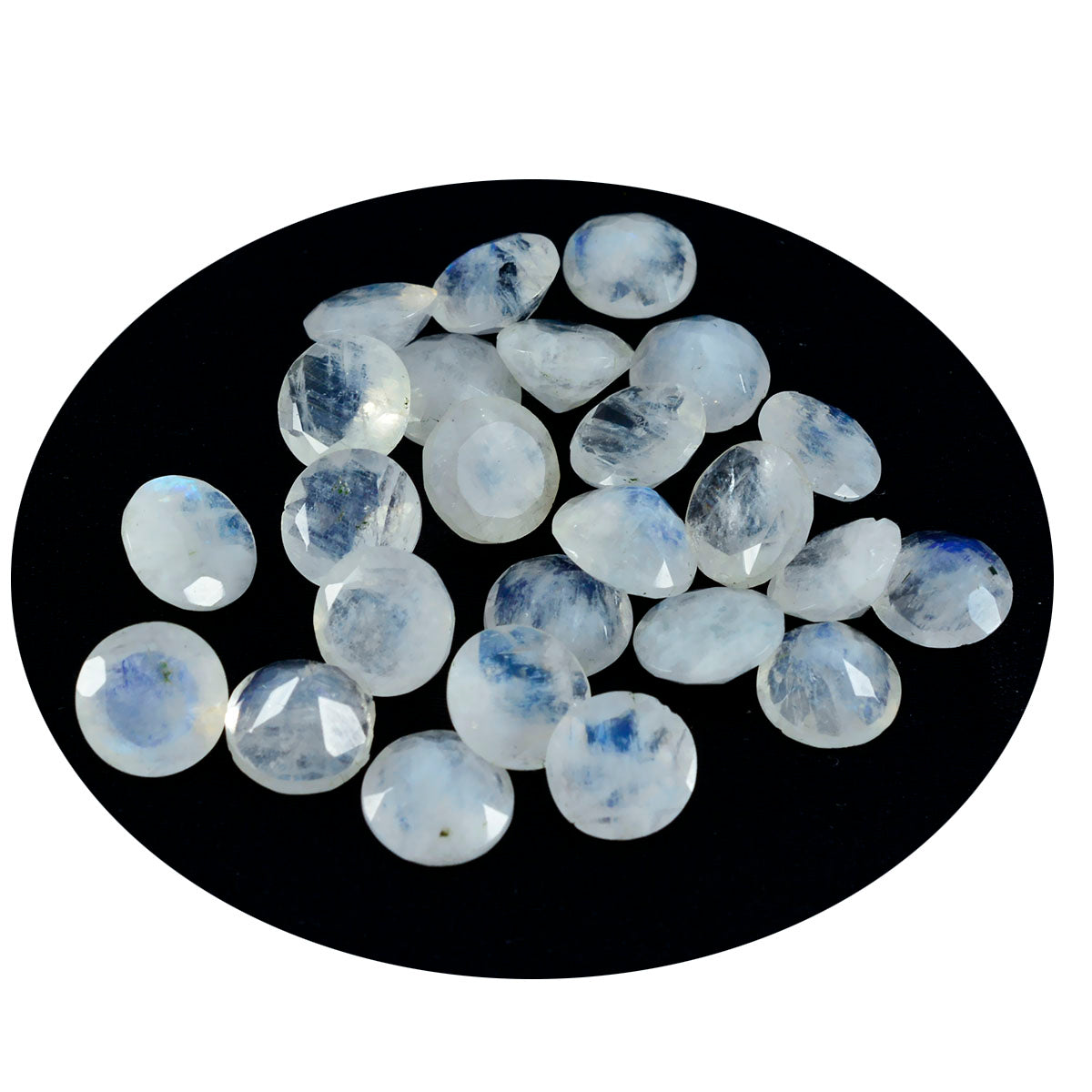 Rainbow Moonstone 10PC Tiny 4x4 MM Round Faceted White Brilliant Semi Precious Loose Gemstones