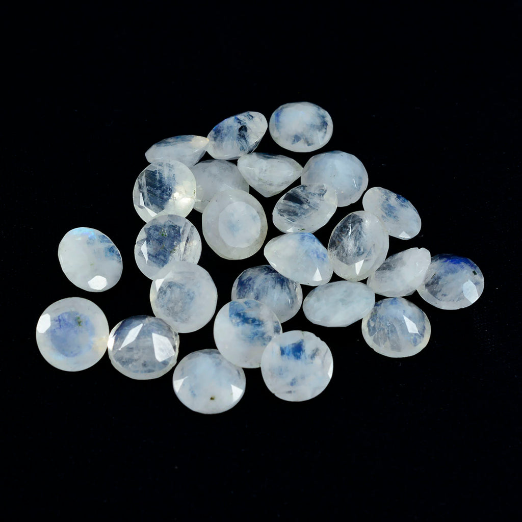 Rainbow Moonstone 10PC Tiny 4x4 MM Round Faceted White Brilliant Semi Precious Loose Gemstones