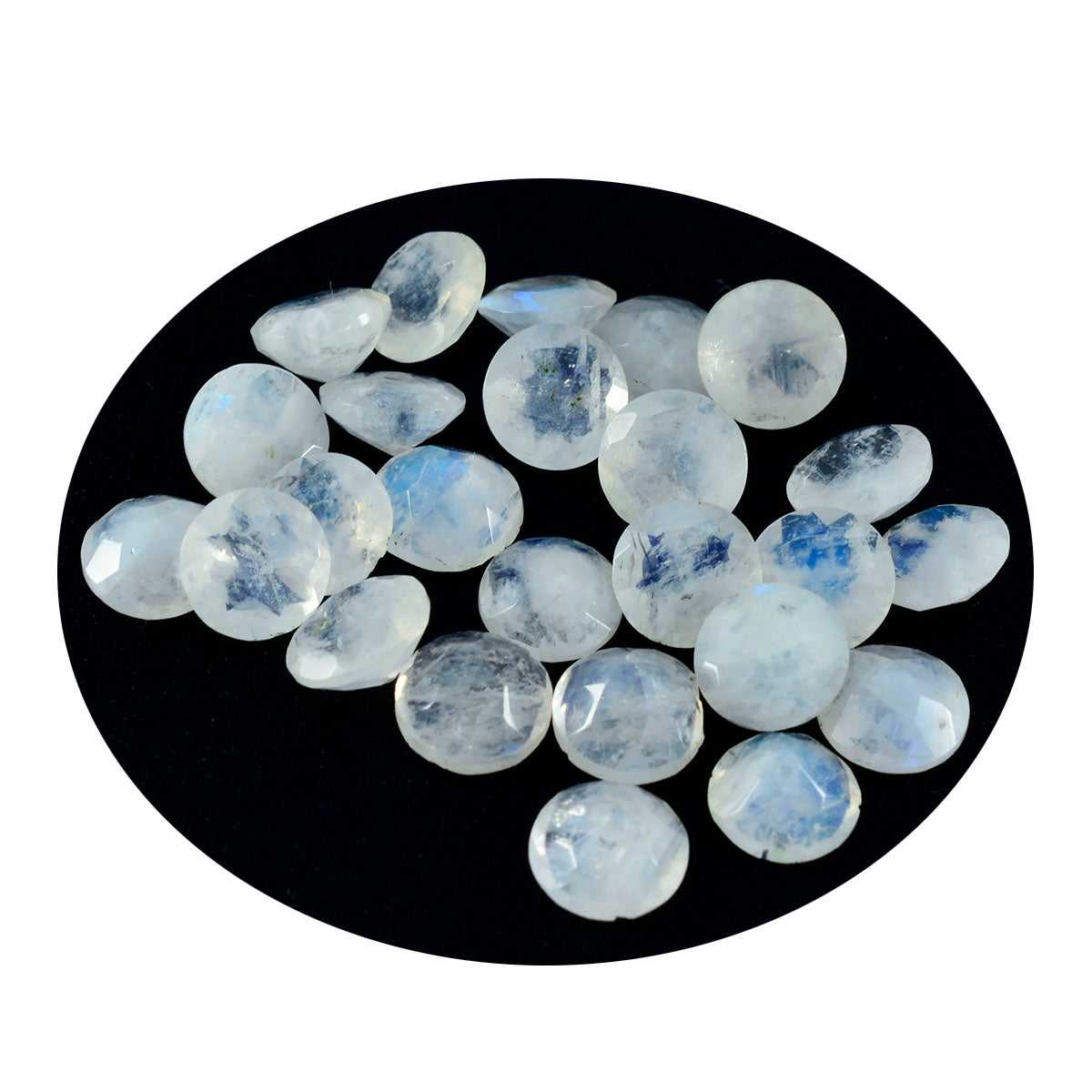 Rainbow Moonstone 10PC Tiny 5x5 MM Round Faceted White Sparkling Semi Precious Gems